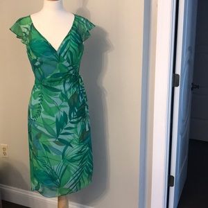 Floral green BCBG wrap dress